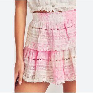 LoveShackFancy Ruffle Mini Skirt - PLUMERIA PINK HAND DYE / XL